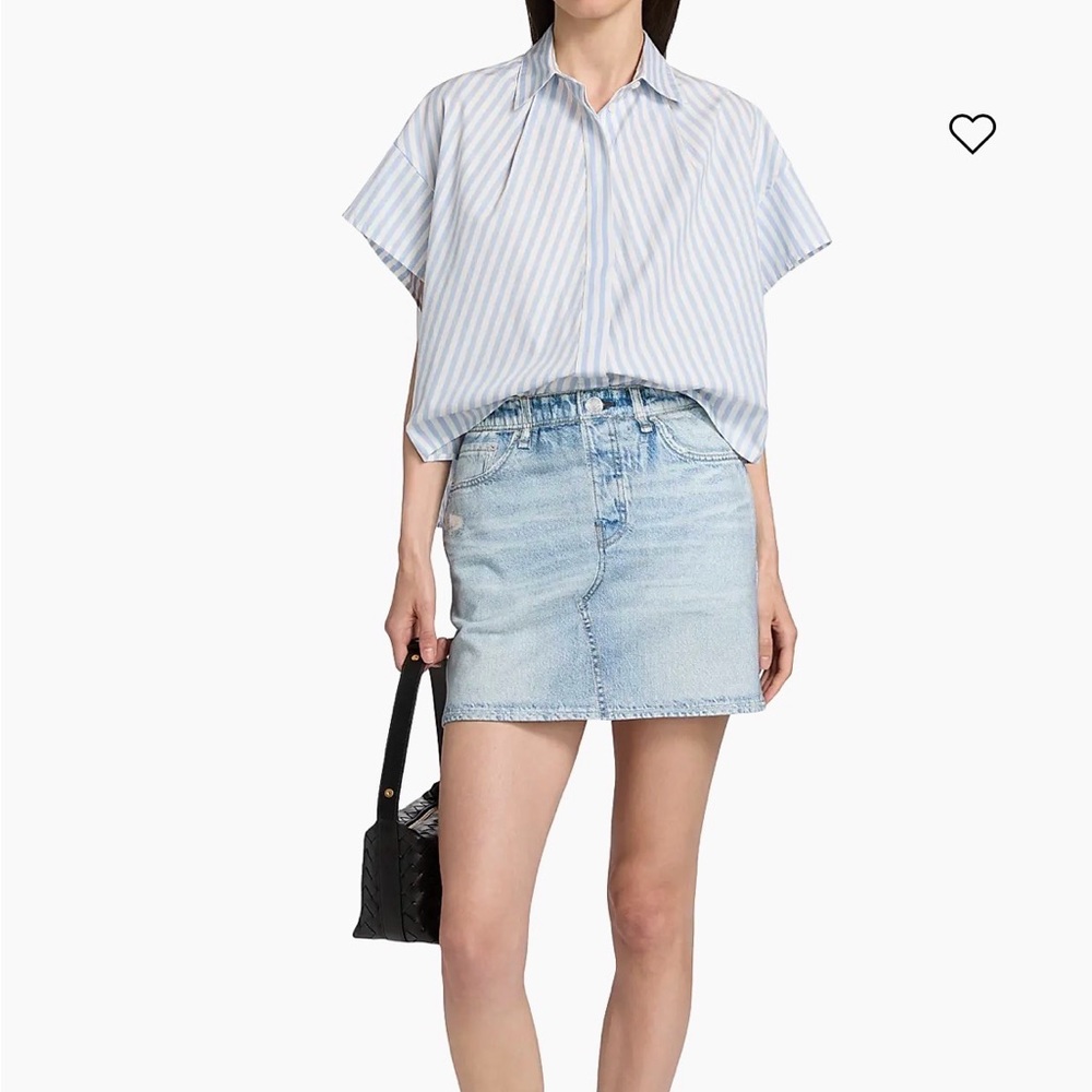 Rag & Bone Martha Light Blue and White Striped cotton Poplin Shirt, size L, EUC